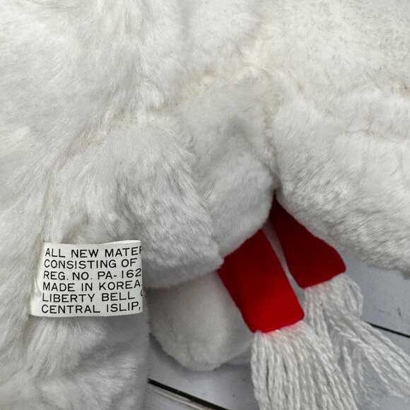 Vintage Liberty Bell Christmas Dog 9" Plush Stuffed Animal Red Stocking Cap - Picture 5 of 7